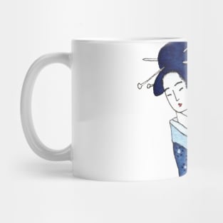 Blue geisha and butterfly Mug